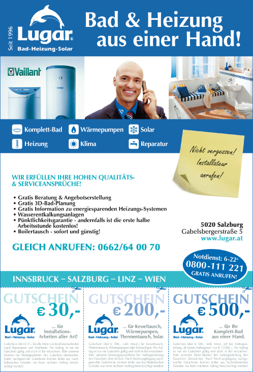 Werbung Lugar Installateur GesmbH