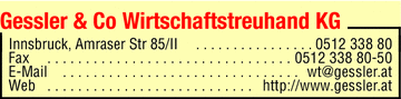 Werbung Gessler & Co Wirtschaftstreuhand KG