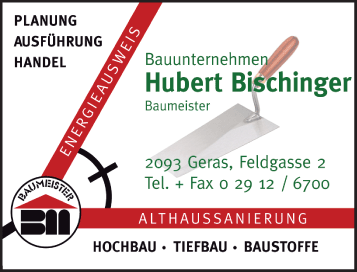 Werbung Bauunternehmen Hubert Bischinger