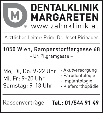 Vergrößern Werbung Dentalklinik Margareten