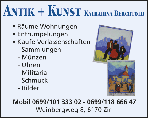 Werbung Antik + Kunst Katharina Berchtold