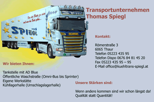 Werbung Spiegl Thomas Transporte