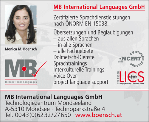 Werbung MB International Languages GmbH