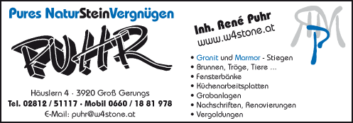 Werbung PUHR Rene Granit - Natursteine