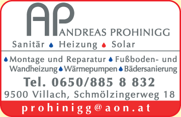 Werbung AP Andreas Prohinigg Sanitär - Heizung - Solar
