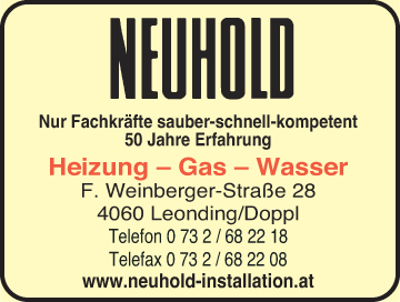 Werbung Neuhold Installations GesmbH