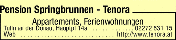 Werbung Pension Springbrunnen F u M Tenora