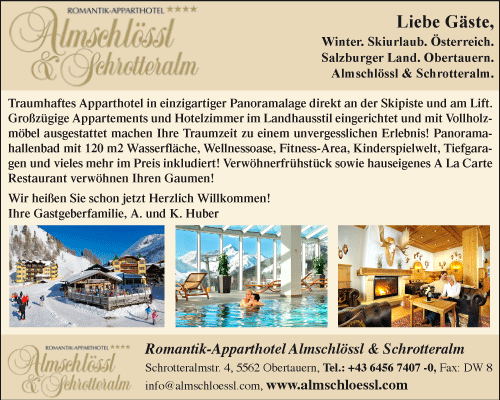 Vergrößern Werbung Apparthotel Schrotteralm & Almschlössl Fam Karin u Alois Huber
