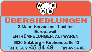 Vergrößern Werbung WABE Verein Salzburger Wohnungs- u Arbeitsbeschaffungscooperative