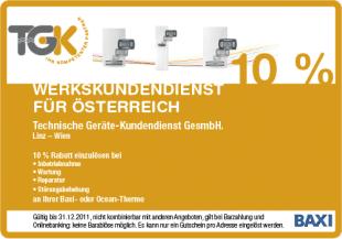  Gutschein von  TGK Technische Geräte-Kundendienst GesmbH - Öffnet neues Fenster