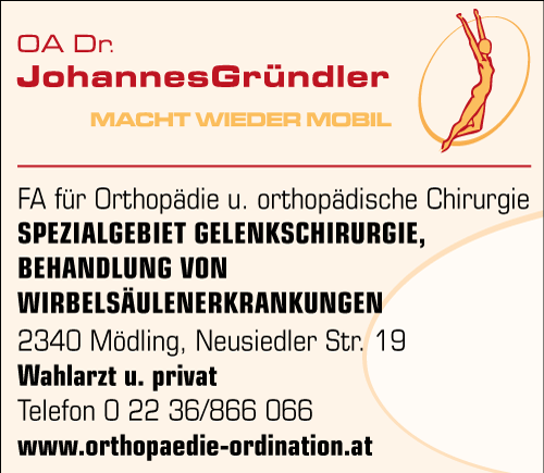 Vergrößern Werbung Gründler Johannes OA Dr med univ