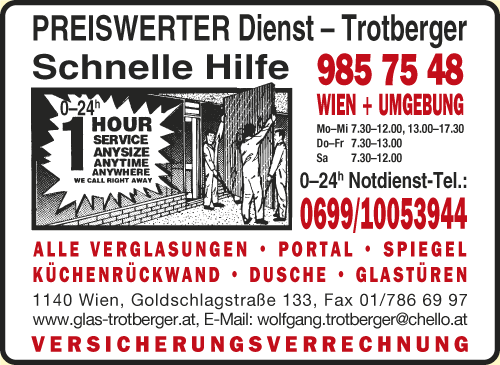 Werbung Trotberger Wolfgang Glaserei