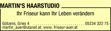 Vergrößern Werbung Martin's Haarstudio