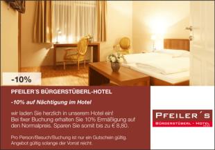  Gutschein von  Pfeiler's Bürgersstüberl Hotel - Öffnet neues Fenster