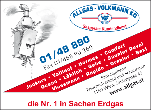 Werbung Allgas - Volkmann KG - Gasgerätekundendienst