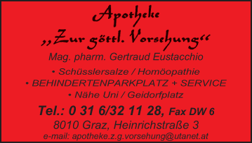 Werbung Apotheke Zur göttlichen Vorsehung Mag pharm Junger & Mag pharm Dr Gasser KG