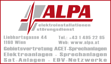 Vergrößern Werbung ALPA Ges f Elektroanlagenbau u Elektroinstallationen GesmbH