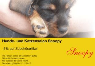  Gutschein von  Hunde- u Katzensalon Snoopy - Öffnet neues Fenster