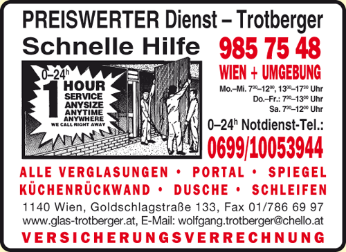 Vergrößern Werbung Trotberger Wolfgang Glaserei