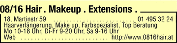 Vergrößern Werbung 08/16 Hair . Makeup . Extensions .