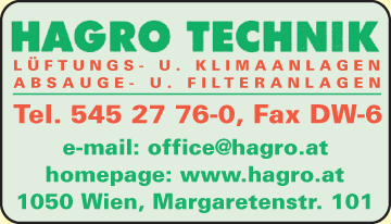 Vergrößern Werbung HAGRO TECHNIK Ges f Filter- u Lüftungstechnik GesmbH