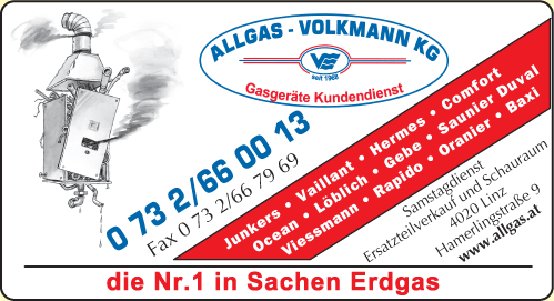 Werbung Allgas -  Volkmann KG - Gasgerätekundendienst