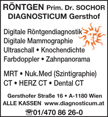 Vergrößern Werbung Diagnosticum, Röntgenambulatorium Gersthoferstr f bildgebende Diagnostik GmbH