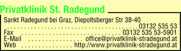 Werbung Privatklinik St. Radegund