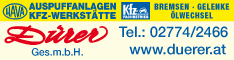 Werbung Auspuffanlagen Kfz Werkstätte Dürer GesmbH