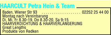 Vergrößern Werbung Haarcult Petra Hein & Team