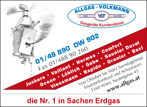 Werbung Allgas - Volkmann GmbH - Gasgerätekundendienst
