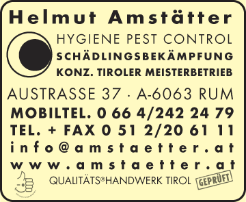 Werbung Helmut Amstätter, Hygiene Pest Control Schädlingsbekämpfung