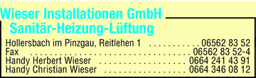 Vergrößern Werbung Wieser Installationen GmbH