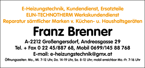Werbung Brenner Franz