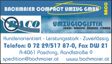 Vergrößern Werbung Baco Bachmaier Compact Umzug GmbH
