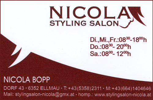 Werbung Nicola Styling Salon Inh. Nicola Bopp