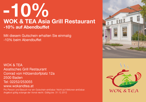 Gutschein für Wok & Tea Asiatisches Grill - Restaurant