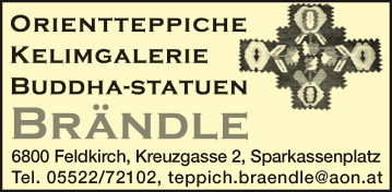 Werbung Orient Teppiche Kelim-Galerie Brändle