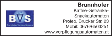 Werbung Brunnhofer Siegfried Verpflegungsautomaten