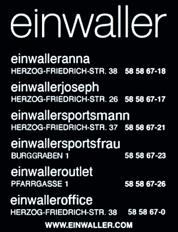 Werbung Einwaller OUTLET - Designer Abverkauf