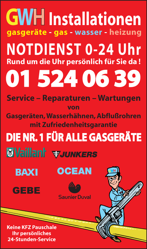 Vergrößern Werbung GWH Installationen KG