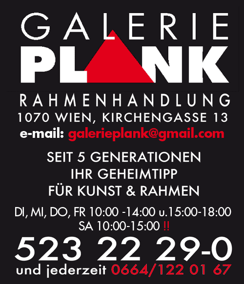 Vergrößern Werbung Galerie Plank Rahmenhandlung