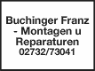 Logo Buchinger Franz - Montagen u Reparaturen Logo Buchinger Franz - Montagen u Reparaturen