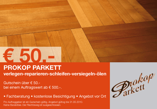 Gutschein, Coupon, Rabatt von Prokop-Parkett e.U.