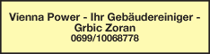 Werbung Vienna Power - Ihr Gebäudereiniger - Grbic Zoran