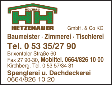 Vergrößern Werbung Holzbau Hetzenauer GmbH & Co KG