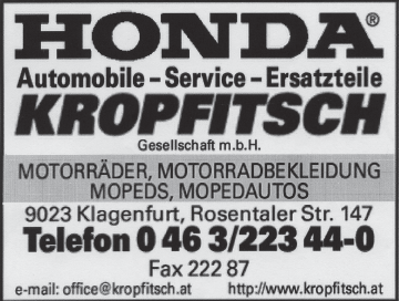 Werbung Kropfitsch Fahrzeughaus GesmbH