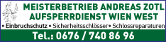 Werbung Aufsperrdienst Schlossmontagen Wien West - Andreas Zotl