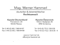 Mag. Werner Hammerl österreichischer und deutscher Rechtsanwalt