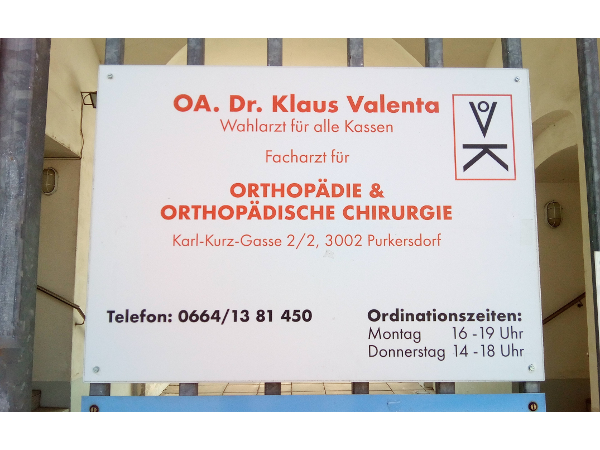 Orthopäde OA Dr Klaus Valenta - Purkersdorf Wien